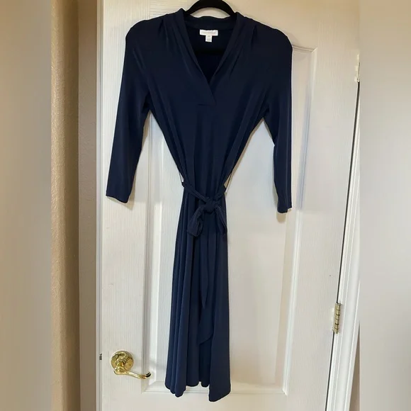 Charter Club Blue Wrap Tie Front Sheath Dress